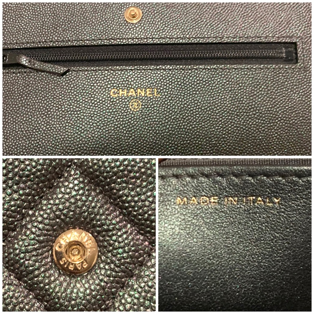😍❤️🆕CHANEL WOC Wallet on chain Iridescent Large pearl Caviar Leather Bag - Picture 11 of 17